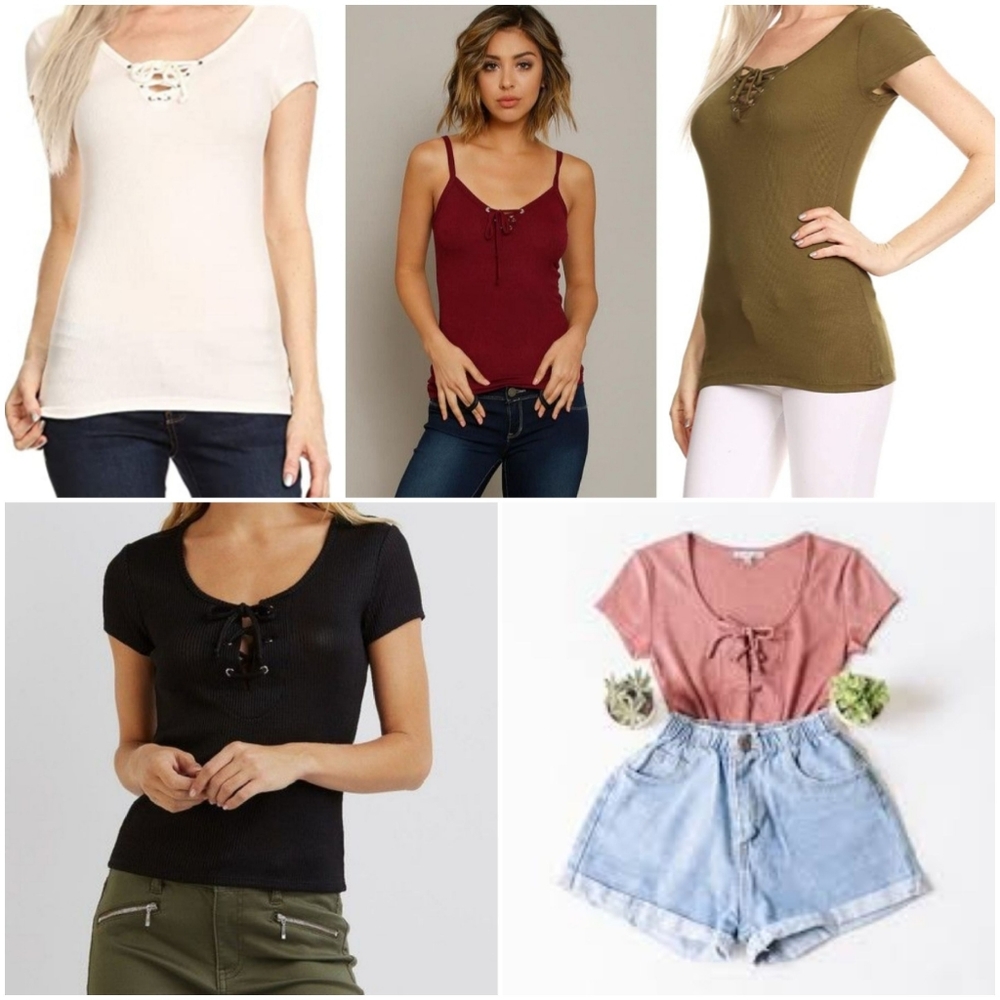 Ribbed tops bundle of 5 ❤💗👚💗❤ - Picture 1 of 3